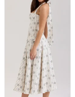 CLAUDIA STRETCH COTTON HALTER NECK MIDI DRESS