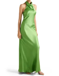 CLEMENTINE HIGH NECK SATIN MAXI DRESS