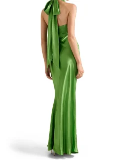 CLEMENTINE HIGH NECK SATIN MAXI DRESS