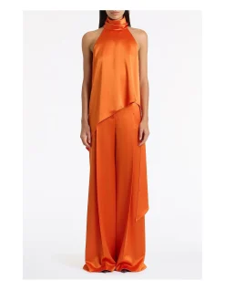 CLEMENTINE SATIN ACETATE DRAPED ASYMMETRIC TOP