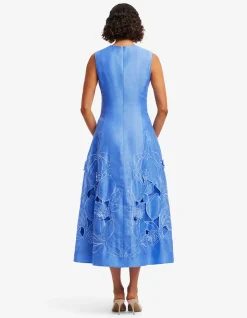Cleo Applique Sleeveless Midi Dress Azure