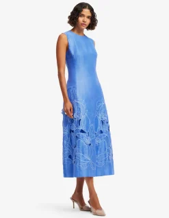 Cleo Applique Sleeveless Midi Dress Azure