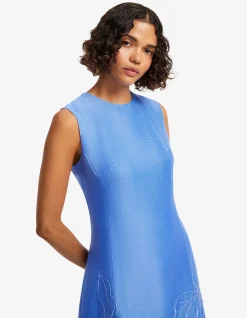 Cleo Applique Sleeveless Midi Dress Azure