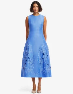 Cleo Applique Sleeveless Midi Dress Azure