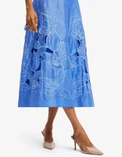 Cleo Applique Sleeveless Midi Dress Azure
