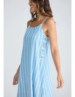 Cliffside Linen Stripe Maxi Dress