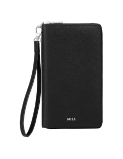 Clssc Grained Travel Wallet Black