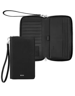Clssc Grained Travel Wallet Black