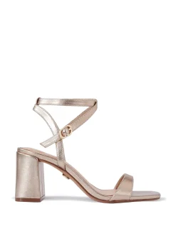 COLETTE Champagne Metallic Leather Block Heel