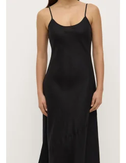 Colette Linen Slip Dress Black