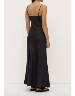 Colette Linen Slip Dress Black