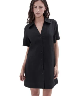 COLLARED BUTTON THROUGH DRESS
