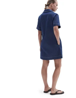 COLLARED DENIM UTILITY DRESS