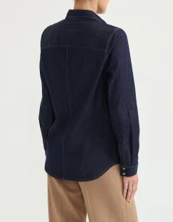 CONCEALED PLACKET DENIM SHIRT