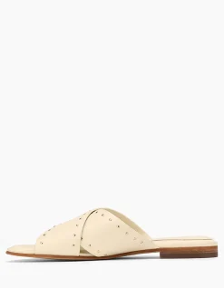CONNIE Vintage Ivory Leather Slide