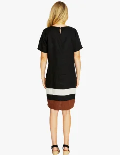 Contrast Hem Linen Shift Dress