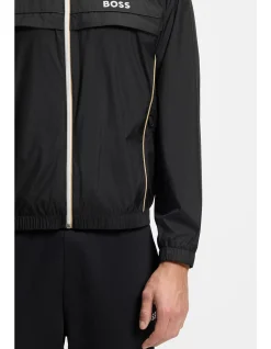 Contrast-piping jacket with water-repellent finish