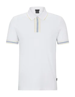 Contrast-tipping polo shirt in interlock cotton