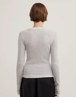 Contrast Trim Long Sleeve Top