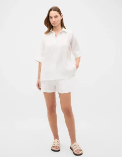 CORE LINEN HALF PLACKET POPOVER