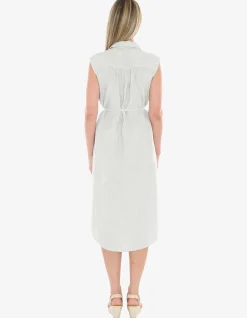Core Stripe Sleeveless Button Midi Dress