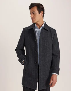 COREY HERRINGBONE WOOL COAT