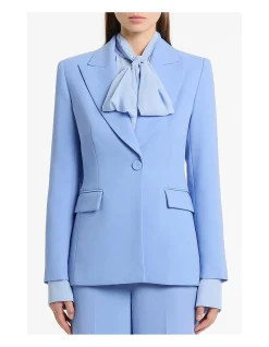 CORNFLOWER CREPE LONG LINE JACKET