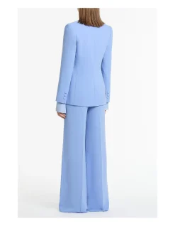 CORNFLOWER CREPE LONG LINE JACKET