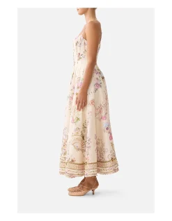 CORSET DRESS WITH LONG FLARED SKIRT