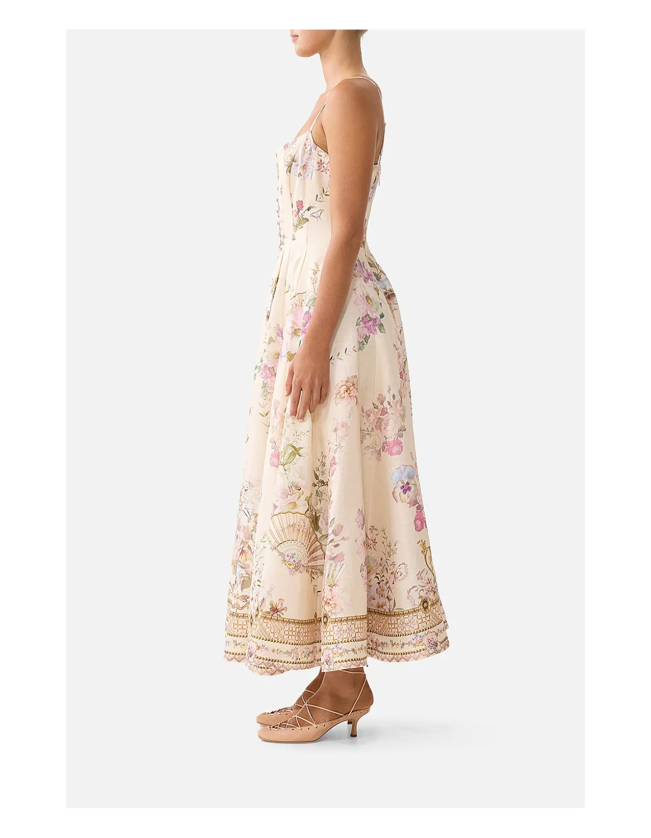 CORSET DRESS WITH LONG FLARED SKIRT