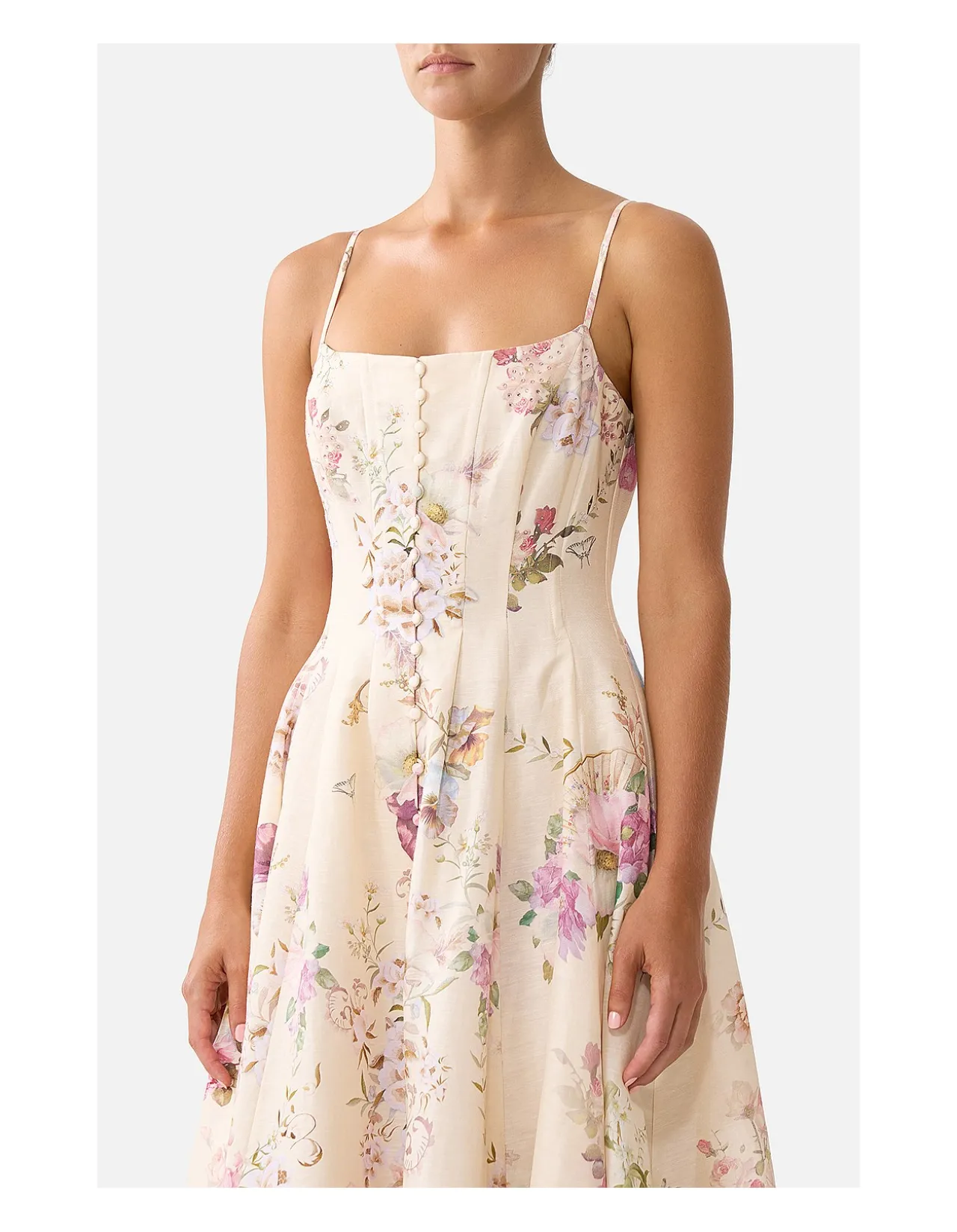 CORSET DRESS WITH LONG FLARED SKIRT