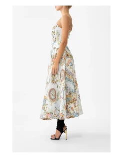 CORSET DRESS WITH LONG FLARED SKIRT