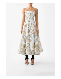CORSET DRESS WITH LONG FLARED SKIRT