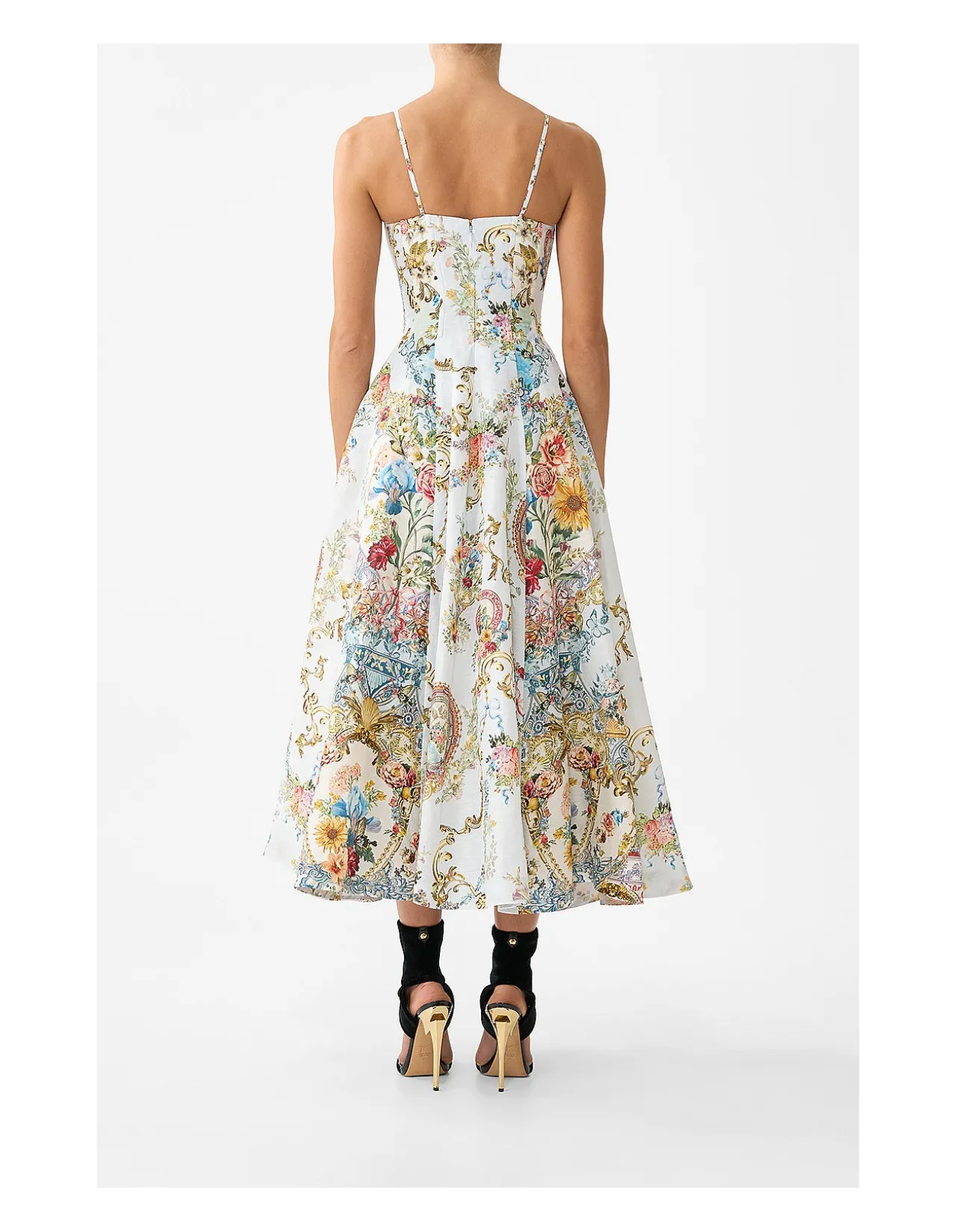 CORSET DRESS WITH LONG FLARED SKIRT