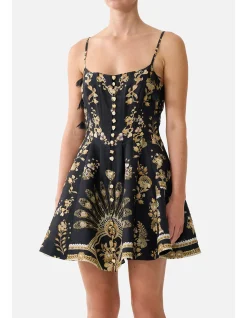 CORSET DRESS WITH SHORT FLARED SKIRT