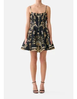 CORSET DRESS WITH SHORT FLARED SKIRT