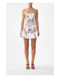 CORSET DRESS WITH SHORT FLARED SKIRT
