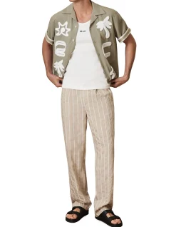CORVO S EMBROIDERED MOTIF CUBAN SHIRT