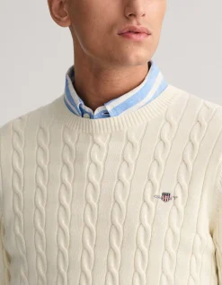 Cotton Cable Knit Crew Neck