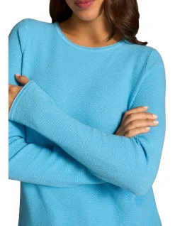 Cotton Mix Stitch Jumper - Radiant Blue