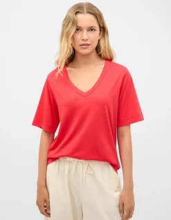 COTTON V NECK RELAXED TEE
