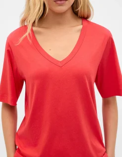 COTTON V NECK RELAXED TEE