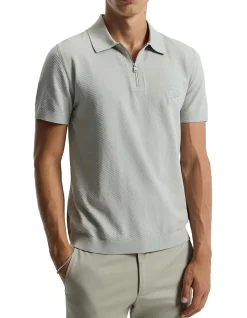 COTTON ZIP NECK POLO