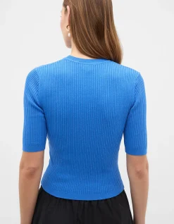 COTTON BLEND RIB KNIT TOP