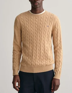 Cotton Cable Knit Crew Neck Sweater