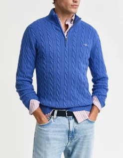 Cotton Cable Knit Half-Zip Knit