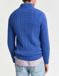 Cotton Cable Knit Half-Zip Knit