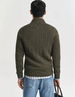 Cotton Cable Knit Half-Zip Sweater