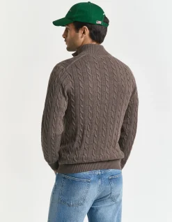 Cotton Cable Knit Half-Zip Sweater