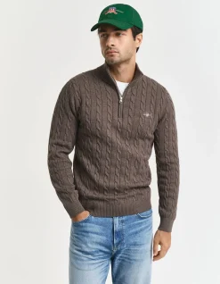 Cotton Cable Knit Half-Zip Sweater